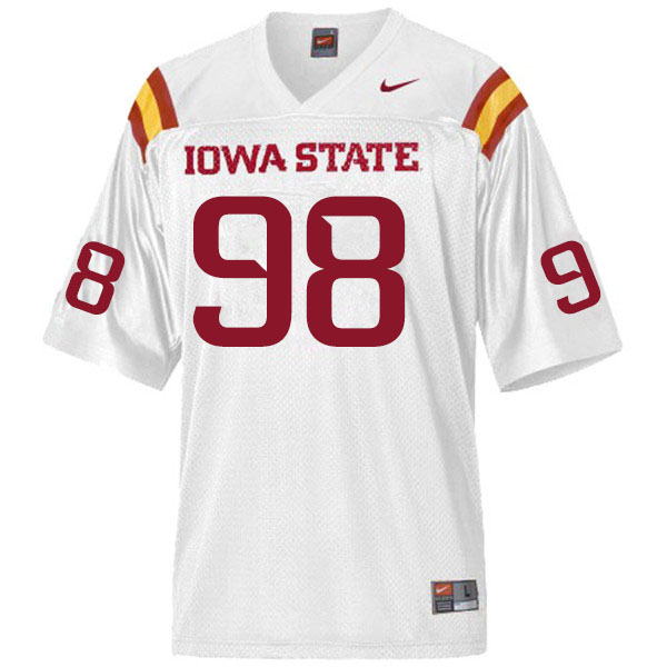 Men #98 Brian Papazian Iowa State Cyclones College Football Jerseys Sale-White - Click Image to Close